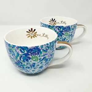 LILLY PULITZER BLUE LION‎ AROUND COFFEE MUG SET